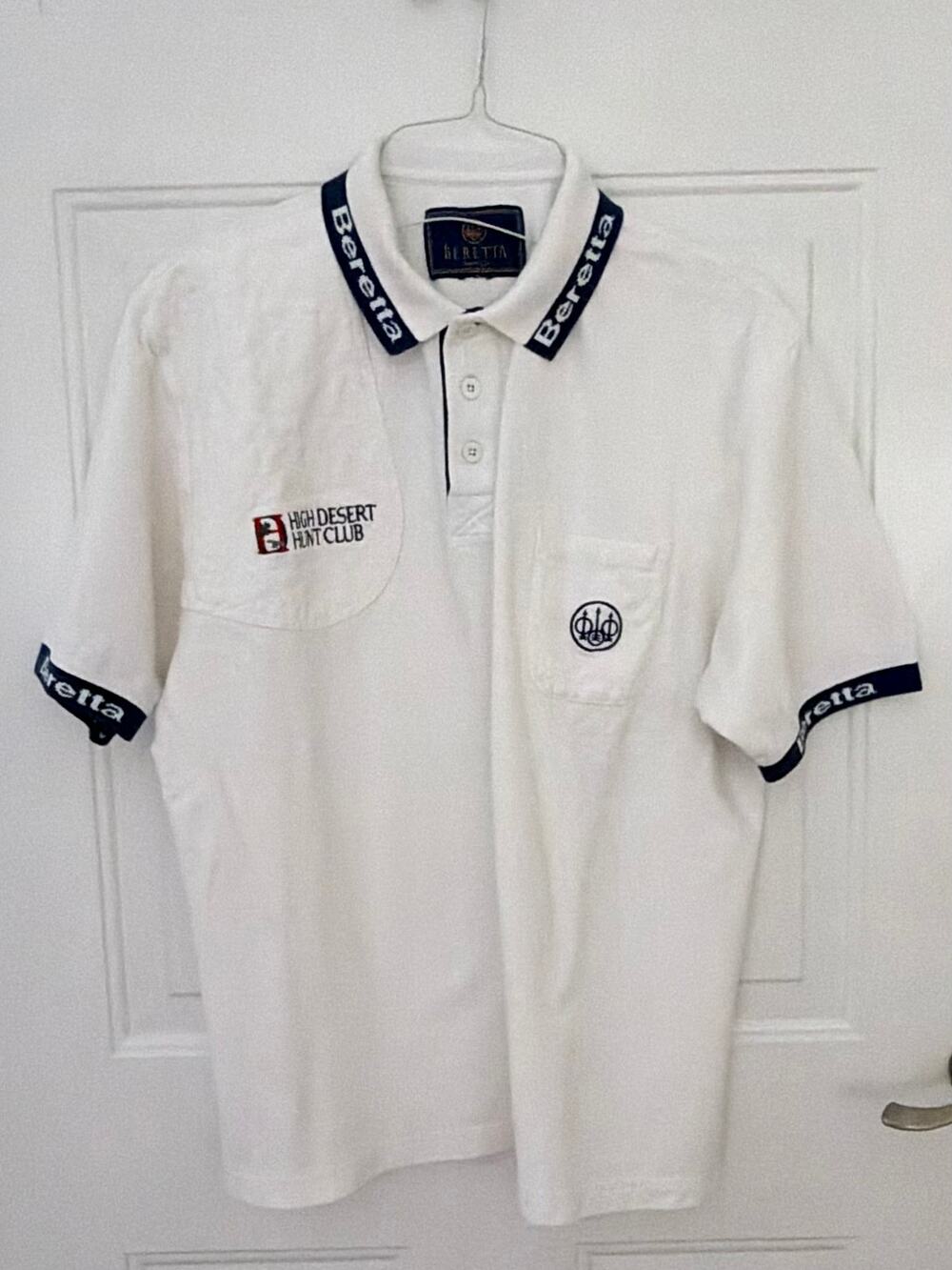 Beretta High Desert Hunt Club Shooting Polo Shirt White Right Hand Pad Men's XL